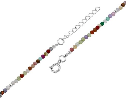 Silvershake 2MM صغيرتي الأحجار الكريمة الطبيعية حبة 925 الفضة الاسترليني الحد الأدنى 6.5 إلى 7.5 بوصة قابل للتعديل سوار جوهرة المجوهرات للنساء أو المراهقين in Kuwait