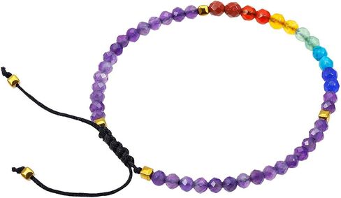 TUMBEELLUWA Beads Bracelets Faceted Stone 7 Chakra 4mm Healing Crystal Bracelet Adjustable Handmade Jewelry for Women in Saudi Arabia