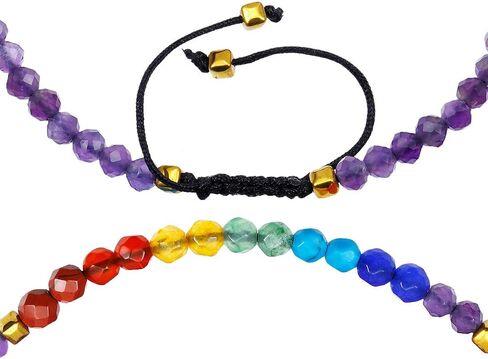 TUMBEELLUWA Beads Bracelets Faceted Stone 7 Chakra 4mm Healing Crystal Bracelet Adjustable Handmade Jewelry for Women in Saudi Arabia