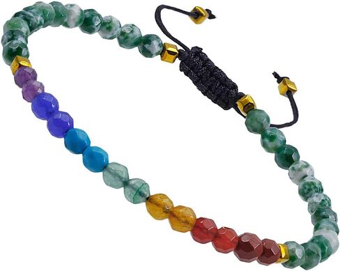 TUMBEELLUWA Beads Bracelets Faceted Stone 7 Chakra 4mm Healing Crystal Bracelet Adjustable Handmade Jewelry for Women in Saudi Arabia
