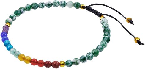 TUMBEELLUWA Beads Bracelets Faceted Stone 7 Chakra 4mm Healing Crystal Bracelet Adjustable Handmade Jewelry for Women in Saudi Arabia