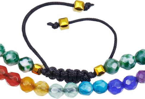 TUMBEELLUWA Beads Bracelets Faceted Stone 7 Chakra 4mm Healing Crystal Bracelet Adjustable Handmade Jewelry for Women in Saudi Arabia