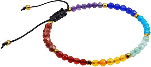TUMBEELLUWA Beads Bracelets Faceted Stone 7 Chakra 4mm Healing Crystal Bracelet Adjustable Handmade Jewelry for Women in Saudi Arabia