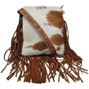 امريكان دارلينغ شنطة كروس كبيرة بتصميم جلد بقرة مخفية على شعر البقرة للنساء، شنطة يد غربية in Kuwait