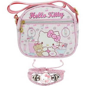 Cute Kitty Cat Crossbody Bag with Adjustable Shoulder Strap and Bracelet Charm Handbag Wallet Purse Shoulder Bag Coin Pouch