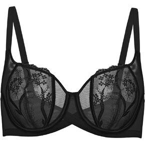 حمالة صدر Deyllo النسائية المثيرة من الدانتيل Demi Sheer Mesh Balconette غير مبطنة ومطرزة