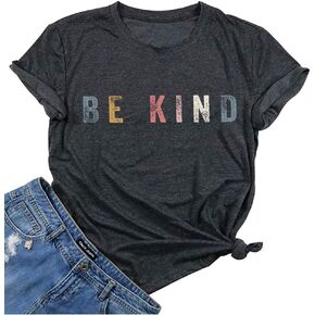 تي شيرت نسائي بأكمام قصيرة من نوع Be Kindness، قمصان ملهمة برسومات ملهمة، قمصان مدرسية بأقوال إيجابية in Kuwait