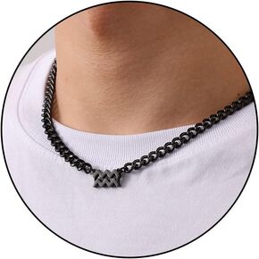 GLITTO Zodiac Sign Necklace for Men Boys Women, Stainless Steel Constellation Horoscope Astrology Pendant necklace, Cuban chain 18+2 inches in Kuwait