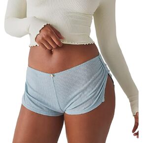 المرأة لطيف مايكرو منامة السراويل منخفضة الارتفاع الجانب الشق Ruched صالة السراويل Y2k لطيف النوم Pj السراويل قيعان in Kuwait