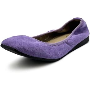 Ollio Women's Shoes Faux Suede Slip On Comfort Elasticated Square Toe Ballet Flat SF178