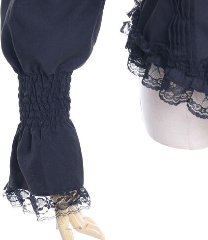 Vibsion Victorian Blouse for Women Vintage Lace Ruffle Neck Puff Long Sleeve Shirt Tops in Saudi Arabia