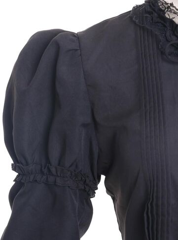 Vibsion Victorian Blouse for Women Vintage Lace Ruffle Neck Puff Long Sleeve Shirt Tops in Saudi Arabia