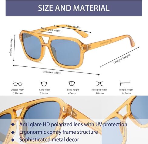 VIVIENFANG Trendy Polarized Rectangle Aviator Sunglasses for Women, Retro 70s Comfy Sun Glasses UV Protection Shades VF2229 in Saudi Arabia