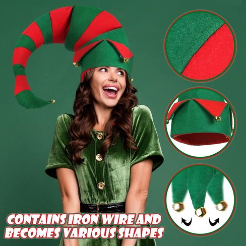 Funtery 4 قطع عيد الميلاد قزم زي للنساء الكبار قزم الملحقات مجموعة بما في ذلك قبعة طويلة اضافية قزم مآزر الأحذية الجوارب in Saudi Arabia