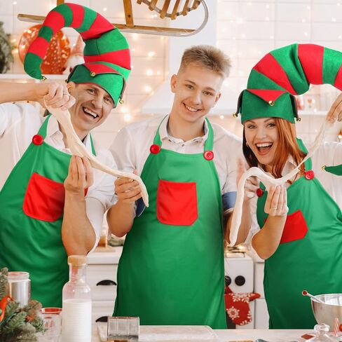 Funtery 4 قطع عيد الميلاد قزم زي للنساء الكبار قزم الملحقات مجموعة بما في ذلك قبعة طويلة اضافية قزم مآزر الأحذية الجوارب in Saudi Arabia