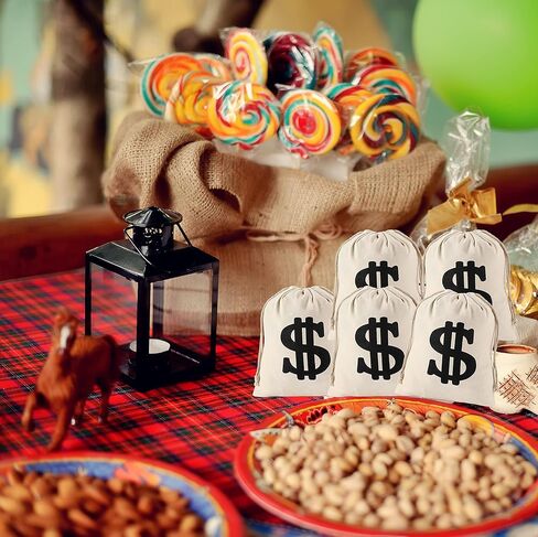 يارمومو مجموعة زي تنكري للسارق، تتضمن 100 قطعة من العملات المعدنية الذهبية البلاستيكية وحقيبة قماش، مجموعة زي لص السارق للهالوين والحفلات التنكرية بطابع اللص in Kuwait