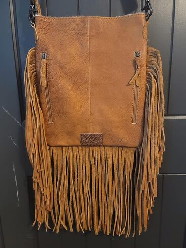 امريكان دارلينغ شنطة كروس كبيرة بتصميم جلد بقرة مخفية على شعر البقرة للنساء، شنطة يد غربية in Kuwait