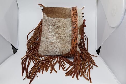 امريكان دارلينغ شنطة كروس كبيرة بتصميم جلد بقرة مخفية على شعر البقرة للنساء، شنطة يد غربية in Kuwait