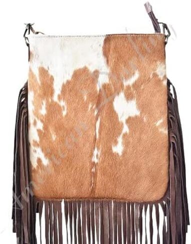 امريكان دارلينغ شنطة كروس كبيرة بتصميم جلد بقرة مخفية على شعر البقرة للنساء، شنطة يد غربية in Kuwait