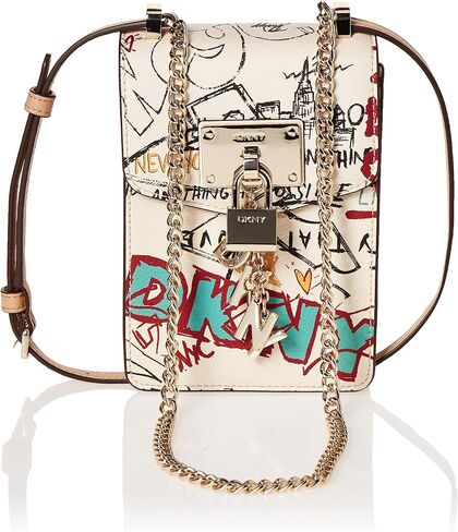 DKNY womens Dkny Elissa N/S Phone Crossbody, White Graffiti, One Size US in Saudi Arabia