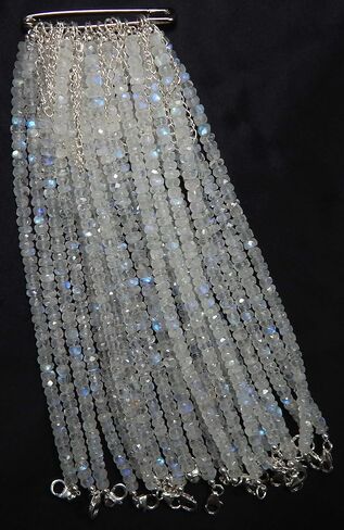 Myhealingworld Faceted Blue Fire/Blue Flashes Natural Rainbow Moonstone Beaded 6.5 inch Bracelet with Additional 2 inch 92.5 sterling silver extension. Bead Size Varies from 2mm to 5mm. in Saudi Arabia