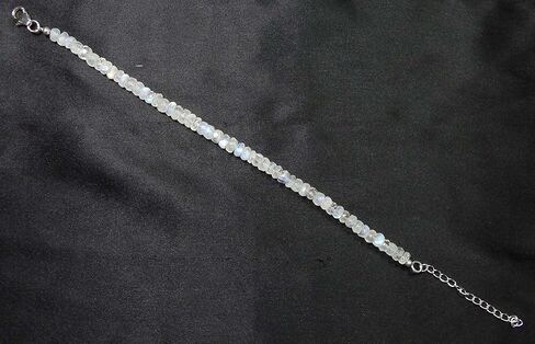 Myhealingworld Faceted Blue Fire/Blue Flashes Natural Rainbow Moonstone Beaded 6.5 inch Bracelet with Additional 2 inch 92.5 sterling silver extension. Bead Size Varies from 2mm to 5mm. in Saudi Arabia