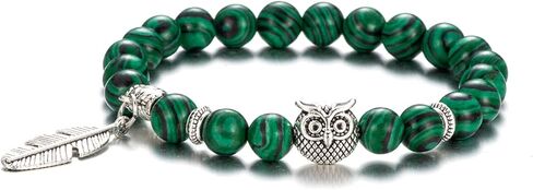 Softones 8mm Beads Owl Bracelets for Women Handmade Natural Stone Owl Gifts for Women Healing Crystals Bracelet for Women Men Spiritual Energy Bracelet in Saudi Arabia