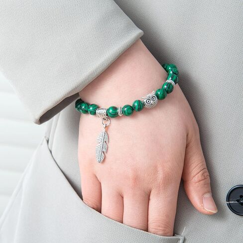 Softones 8mm Beads Owl Bracelets for Women Handmade Natural Stone Owl Gifts for Women Healing Crystals Bracelet for Women Men Spiritual Energy Bracelet in Saudi Arabia