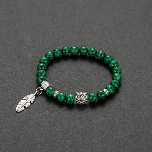 Softones 8mm Beads Owl Bracelets for Women Handmade Natural Stone Owl Gifts for Women Healing Crystals Bracelet for Women Men Spiritual Energy Bracelet in Saudi Arabia