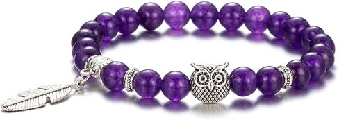 Softones 8mm Beads Owl Bracelets for Women Handmade Natural Stone Owl Gifts for Women Healing Crystals Bracelet for Women Men Spiritual Energy Bracelet in Saudi Arabia