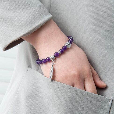 Softones 8mm Beads Owl Bracelets for Women Handmade Natural Stone Owl Gifts for Women Healing Crystals Bracelet for Women Men Spiritual Energy Bracelet in Saudi Arabia