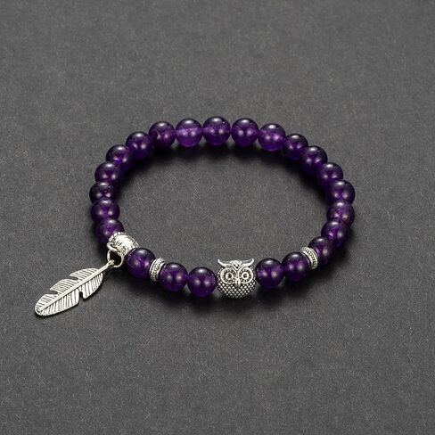 Softones 8mm Beads Owl Bracelets for Women Handmade Natural Stone Owl Gifts for Women Healing Crystals Bracelet for Women Men Spiritual Energy Bracelet in Saudi Arabia