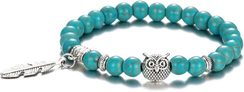 Softones 8mm Beads Owl Bracelets for Women Handmade Natural Stone Owl Gifts for Women Healing Crystals Bracelet for Women Men Spiritual Energy Bracelet in Saudi Arabia