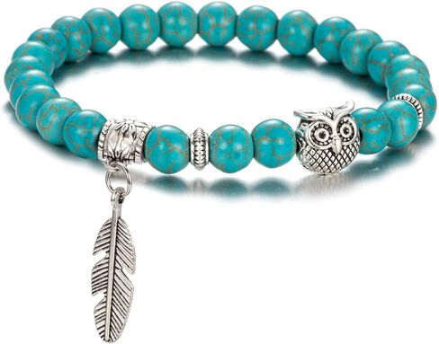 Softones 8mm Beads Owl Bracelets for Women Handmade Natural Stone Owl Gifts for Women Healing Crystals Bracelet for Women Men Spiritual Energy Bracelet in Saudi Arabia