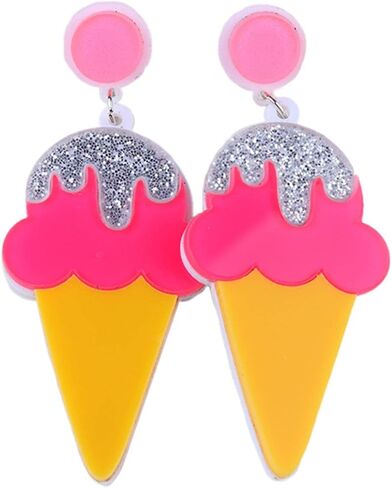 Handmade Colorful Pizza Ice Cream Shape Stud Earrings Simple Resin Acrylic Heart Shape Earrings for Women Girls Jewelry in Saudi Arabia