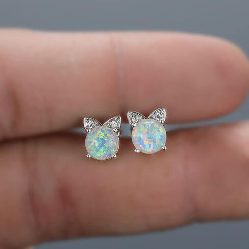 Unicorn Earrings for Girls Women - 925 Sterling Silver Hypoallergenic Cute Fire Opal Stud Earrings for Sensitive Ears,14K Gold Plated Mini Animal Earrings Jewelry Lovely Gifts for Kids & Little Girls in Saudi Arabia