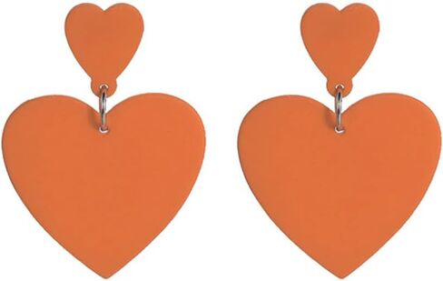 Metal Layered Love Heart Earrings Statement for Women Girls Candy Stud Earrings Valentine's Day Gifts for Girlfriends BFF 80s 90s Jewelry in Saudi Arabia