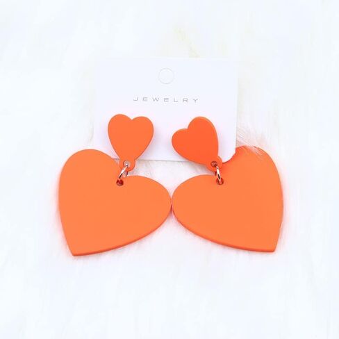 Metal Layered Love Heart Earrings Statement for Women Girls Candy Stud Earrings Valentine's Day Gifts for Girlfriends BFF 80s 90s Jewelry in Saudi Arabia
