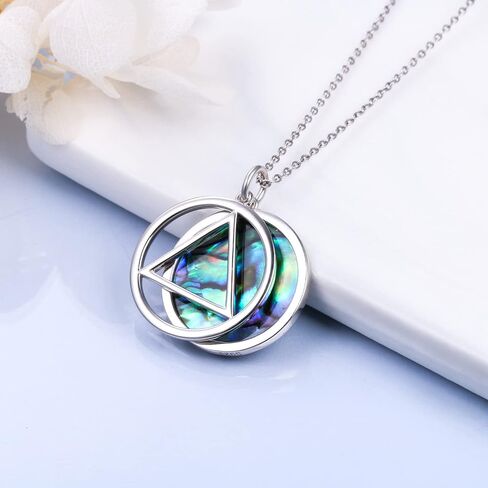 Yearace Alcoholics Anonymous Gifts 925 Sterling Silver AA Symbol Alcoholics Anonymous Jewelry Set Ring/Necklace/Bracelet/Anklet/Earrings for Women Men in Kuwait