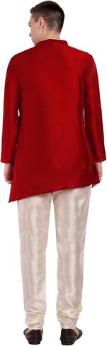 SKAVIJ Men Art Silk Cross Cut Ethnic Kurta Pajama Indian Clothing Traditional Suit Dress Set in Saudi Arabia