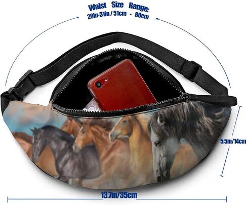 Dujiea Fanny Pack, Animal Horse Waist Bag with Headphone Hole Belt Bag Adjustable Sling Pocket Fashion Hip Bum Bag for Women Men Kids Outdoors Casual Travelling Hiking Cycling in Saudi Arabia