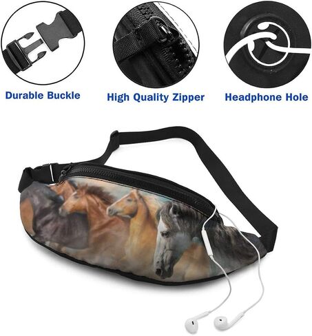 Dujiea Fanny Pack, Animal Horse Waist Bag with Headphone Hole Belt Bag Adjustable Sling Pocket Fashion Hip Bum Bag for Women Men Kids Outdoors Casual Travelling Hiking Cycling in Saudi Arabia