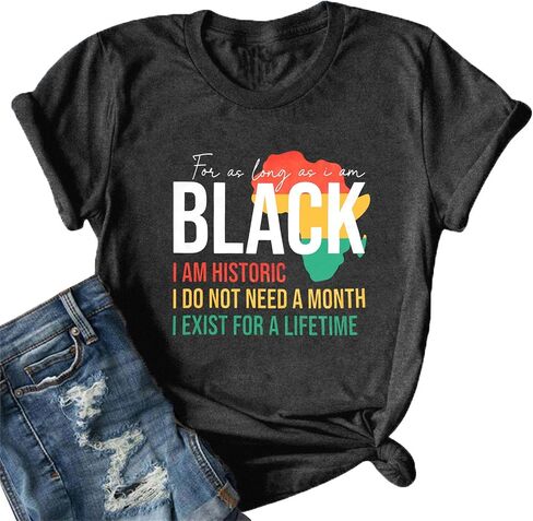 Black History Shirts African American T-Shirts Women Black History Month Tops Black Freedom Clothes in Saudi Arabia