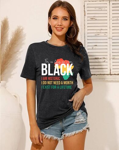 Black History Shirts African American T-Shirts Women Black History Month Tops Black Freedom Clothes in Saudi Arabia
