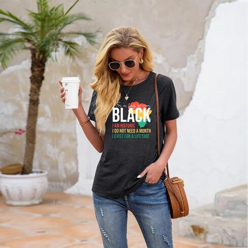Black History Shirts African American T-Shirts Women Black History Month Tops Black Freedom Clothes in Saudi Arabia