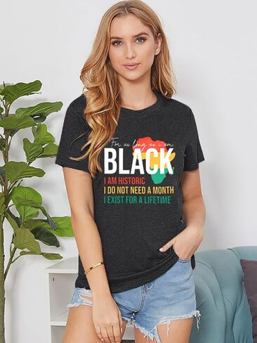 Black History Shirts African American T-Shirts Women Black History Month Tops Black Freedom Clothes in Saudi Arabia