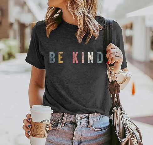 تي شيرت نسائي بأكمام قصيرة من نوع Be Kindness، قمصان ملهمة برسومات ملهمة، قمصان مدرسية بأقوال إيجابية in Kuwait