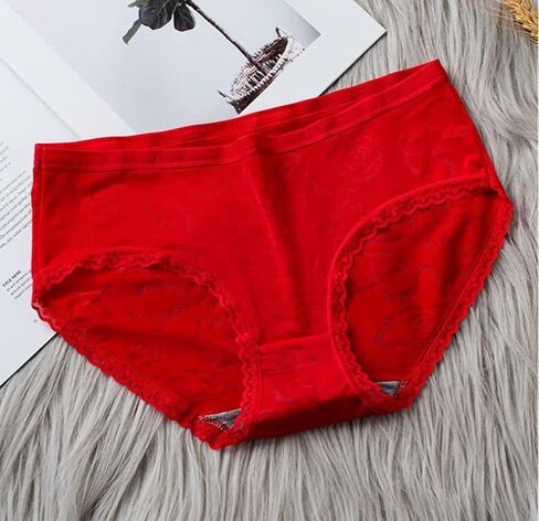 Fahuichen sports fashion lovely lace girl red underwear breathable medium waist women's cotton underwear in Saudi Arabia