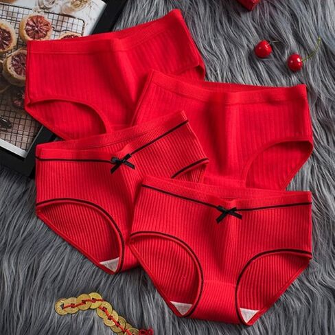 Fahuichen sports fashion lovely lace girl red underwear breathable medium waist women's cotton underwear in Saudi Arabia