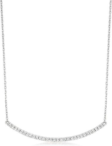 RS Pure by Ross-Simons 0.20 ct. t.w. Diamond Curved Bar Necklace in Sterling Silver. 16 inches in Saudi Arabia